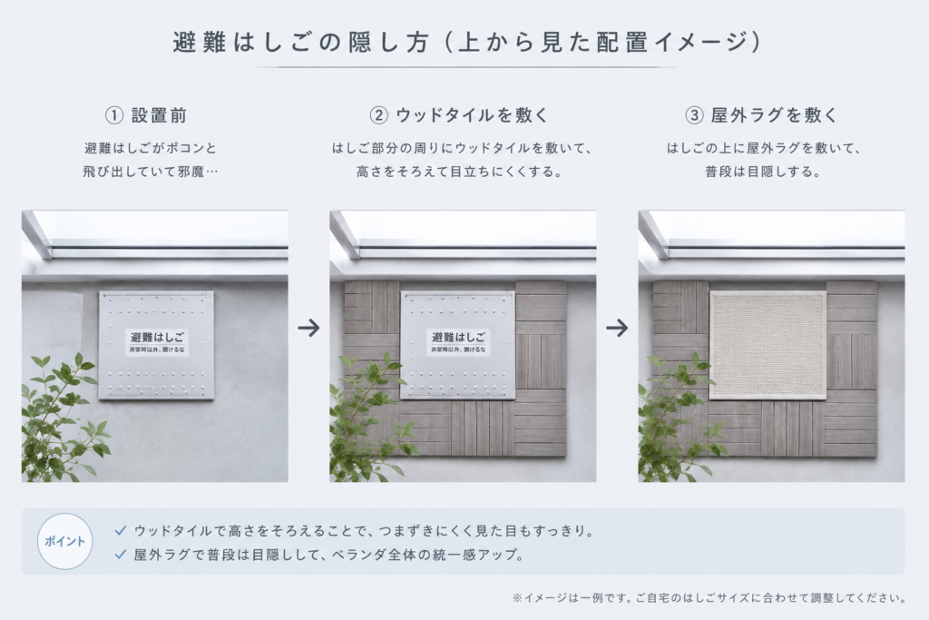 賃貸ベランダでの避難はしごの隠し方